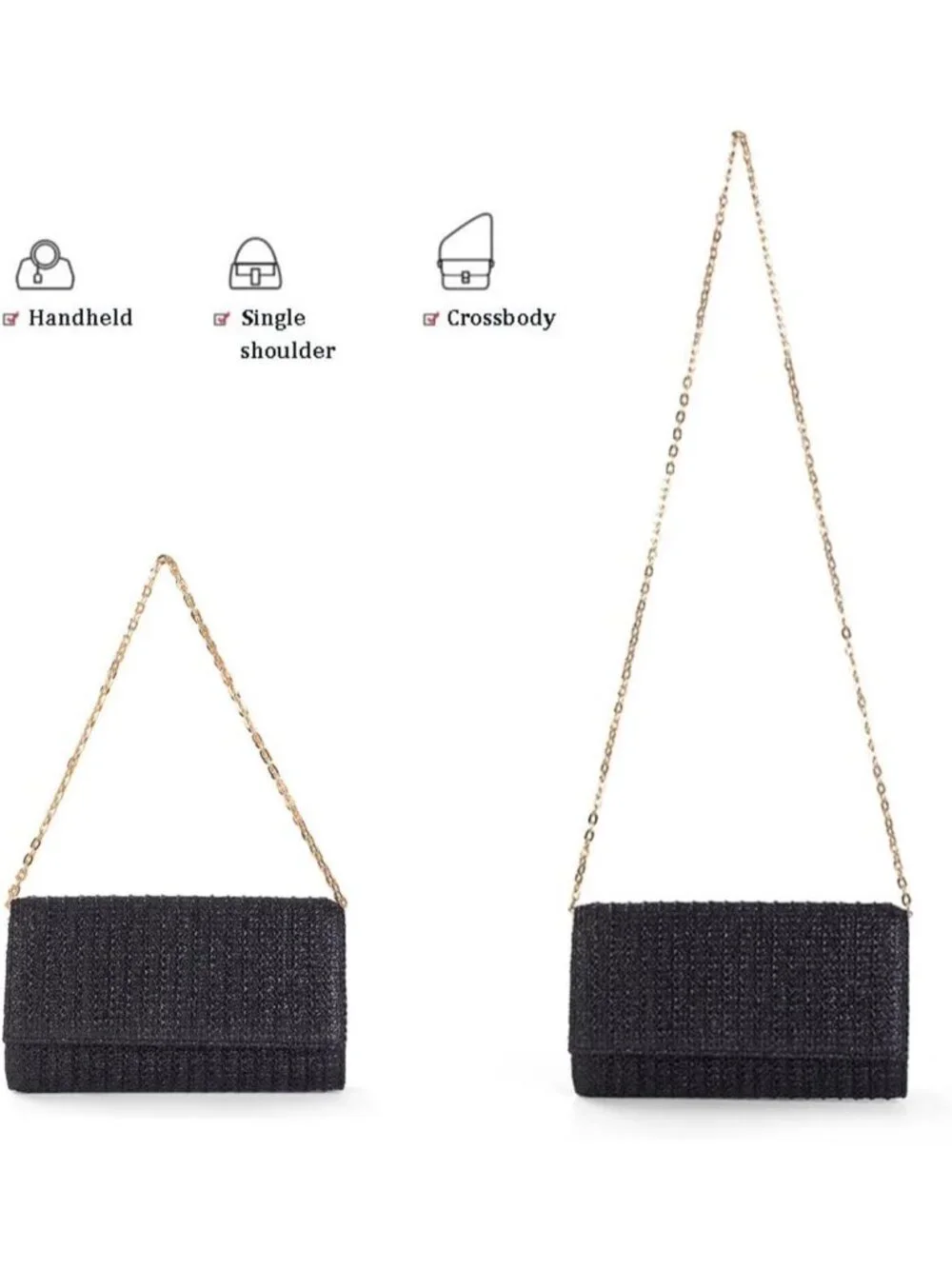 Women’s Rainbow3 Straw Woven Clutch Purse Crossbody Evening Wedding Handbag